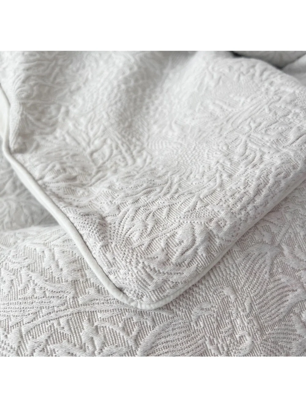 Morris & Co Jacquard Bird Floral Damask Texture Cotton Duvet QUEEN Cover Beige